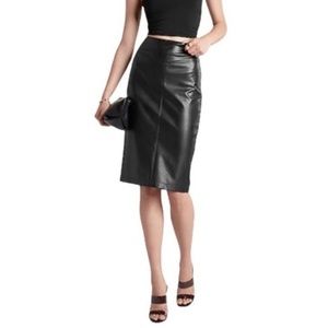 Express Black Faux Leather High Waist Pencil Midi Skirt Sz 2